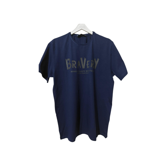 Erkek Lacivert Baskılı Rahat T-shirt